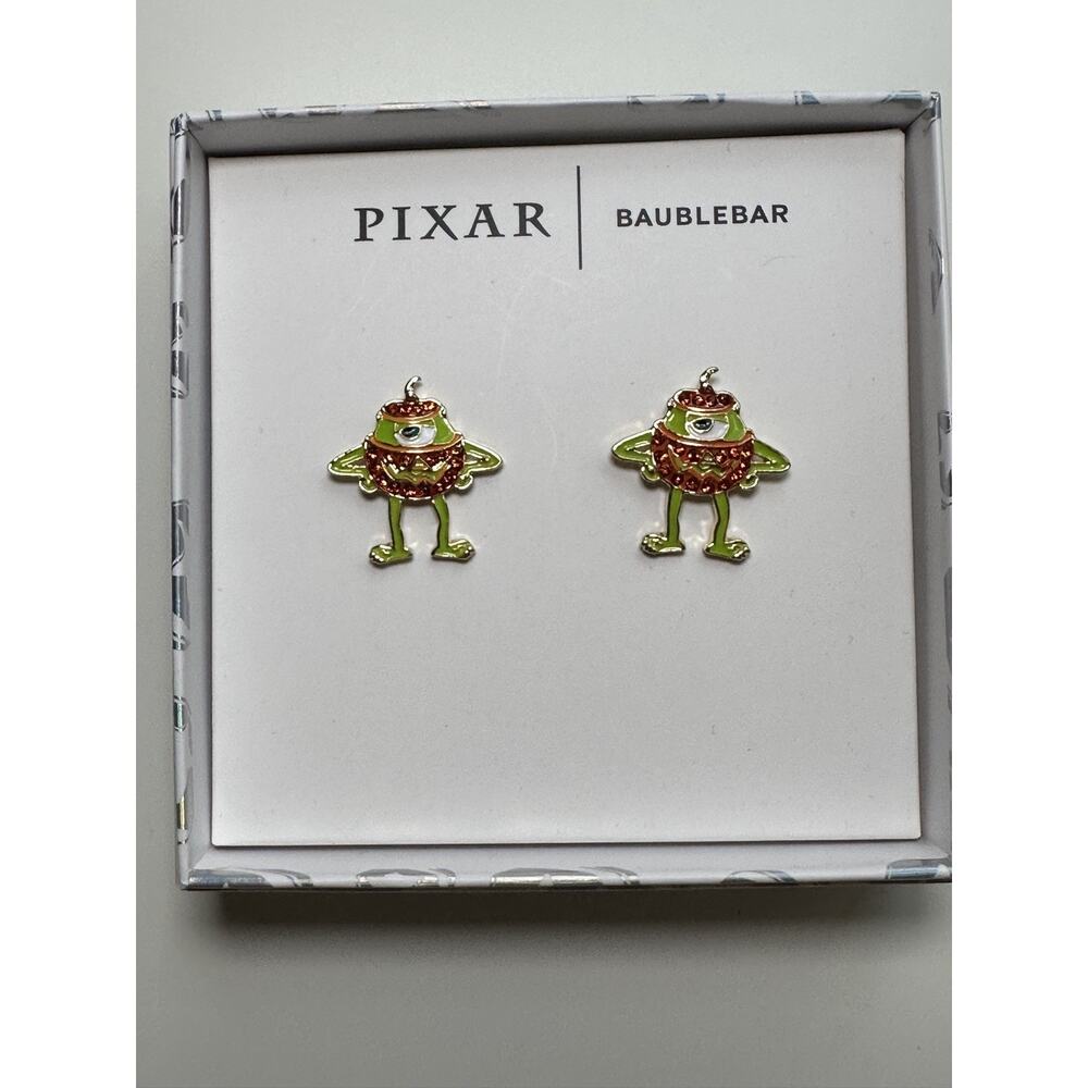 BaubleBar Disney Pixar Monsters INC Mike Wazaski Halloween Pumpkin Earrings